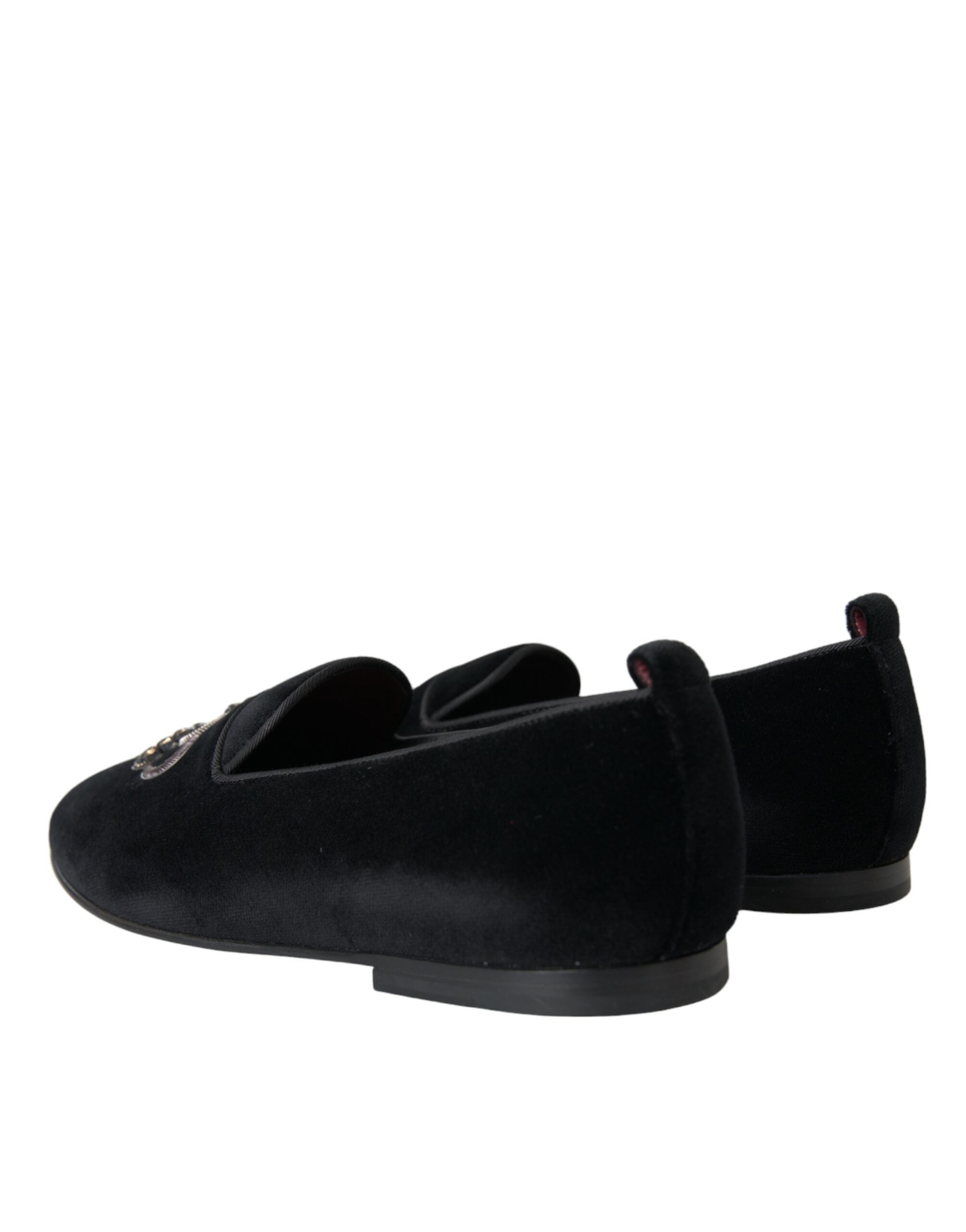 Ανδρικά Loafers παπούτσια Dolce &amp; Gabbana Black Velvet Crystal Crown