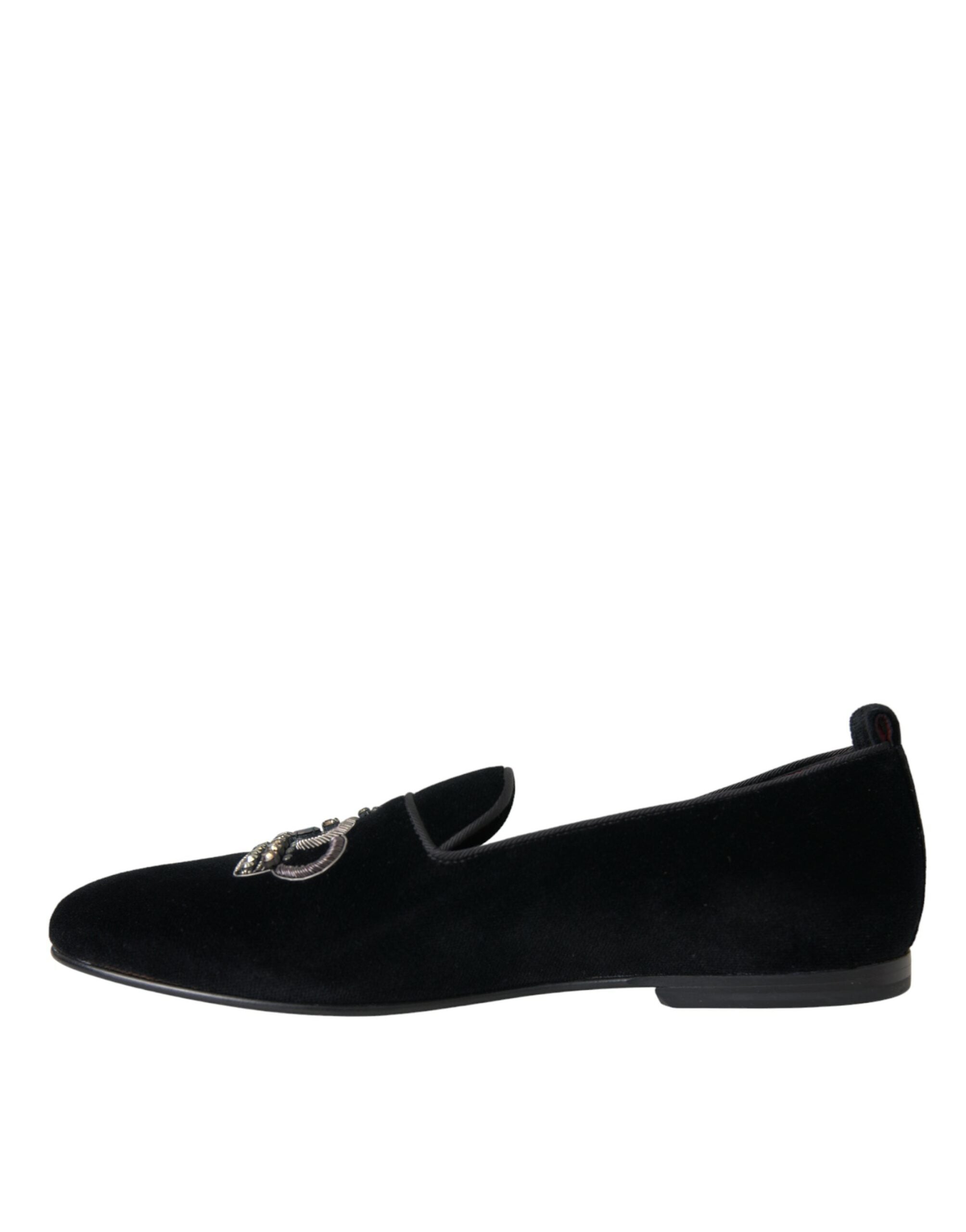 Ανδρικά Loafers παπούτσια Dolce &amp; Gabbana Black Velvet Crystal Crown