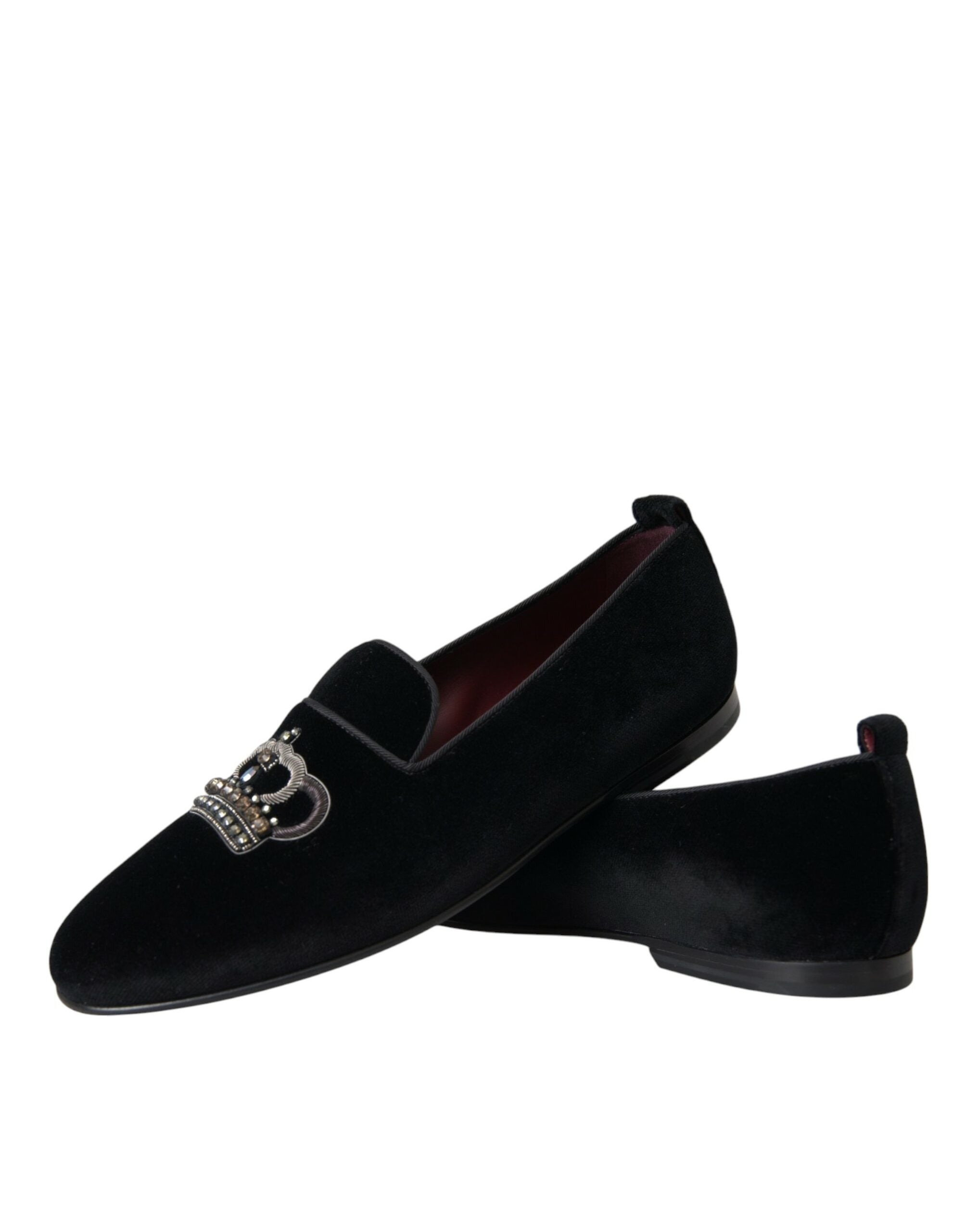 Ανδρικά Loafers παπούτσια Dolce &amp; Gabbana Black Velvet Crystal Crown