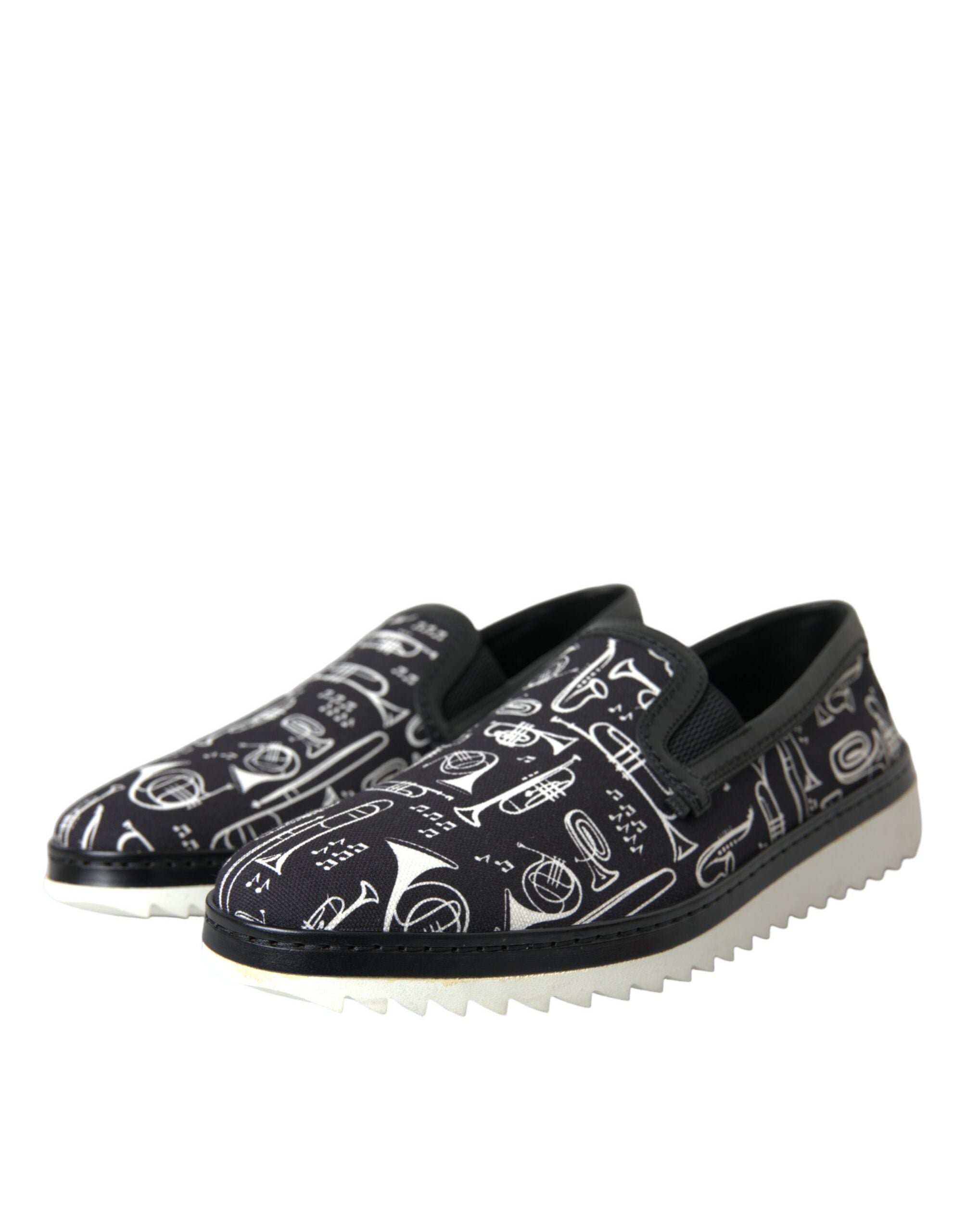 Dolce & Gabbana Μαύρα Παπούτσια Slip On Loafers με Σχέδιο Οργάνων