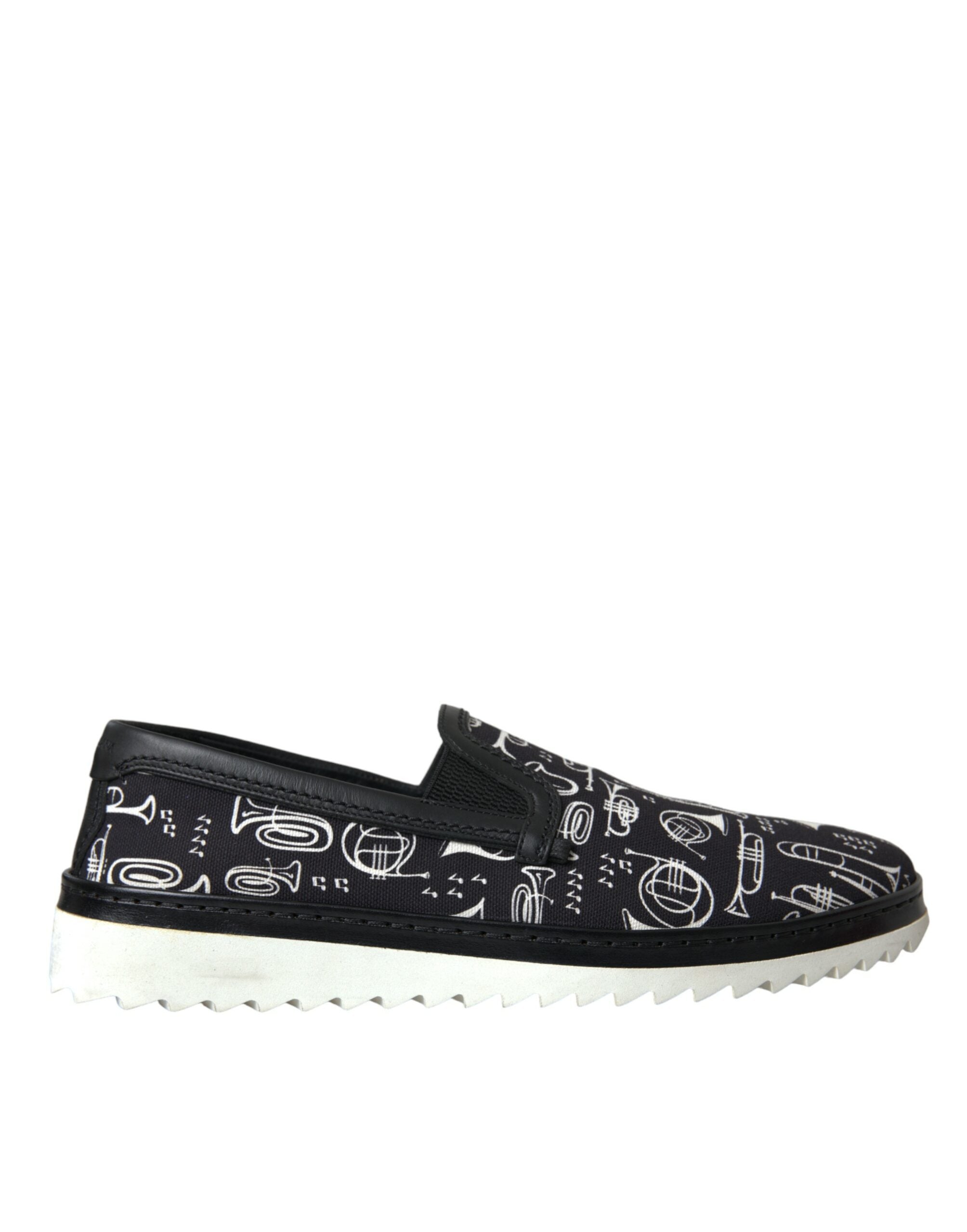 Dolce &amp; Gabbana Black Instrument Slip On Loafers Shoes