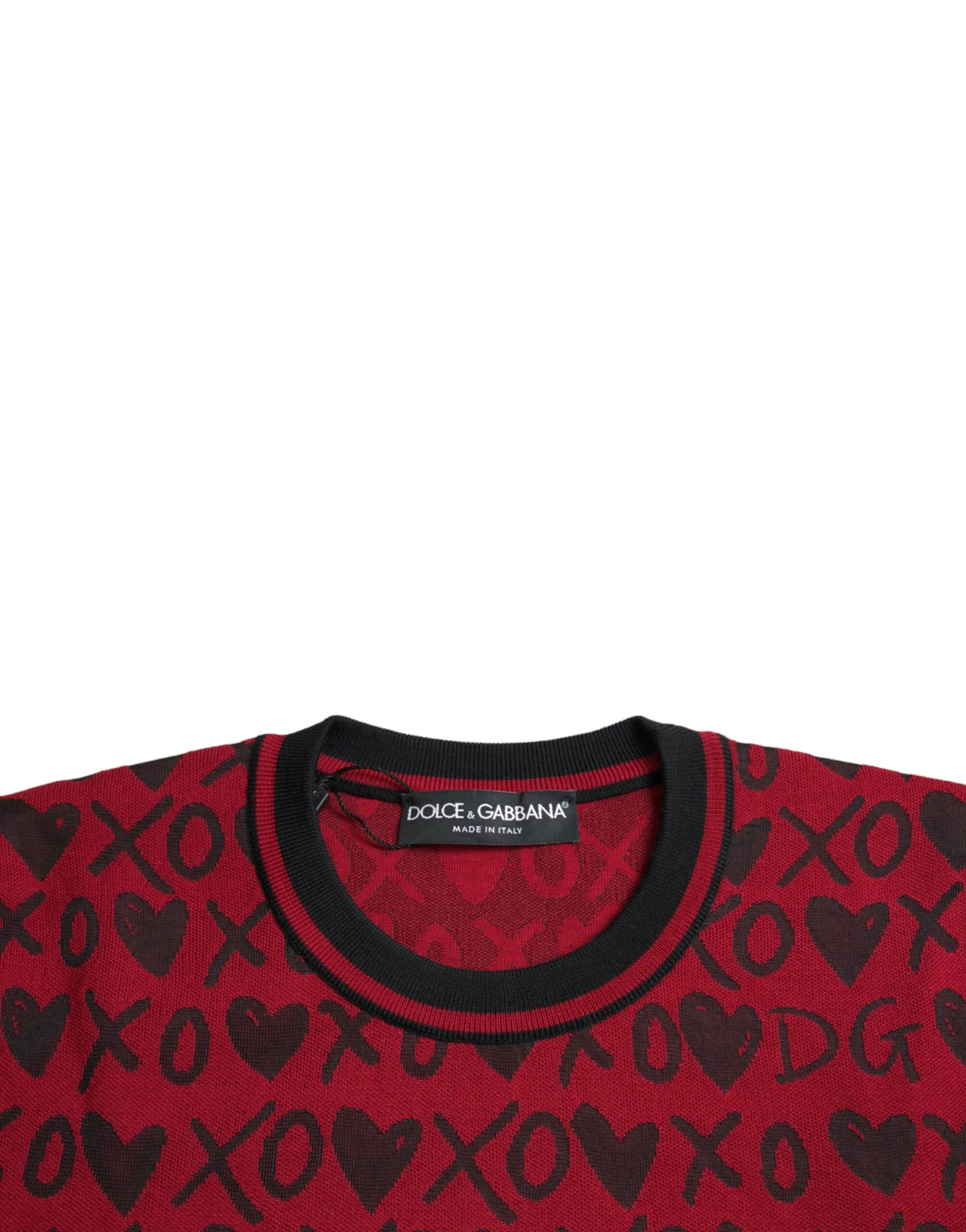 Πουλόβερ με λαιμόκοψη Dolce &amp; Gabbana Red Black XOXO