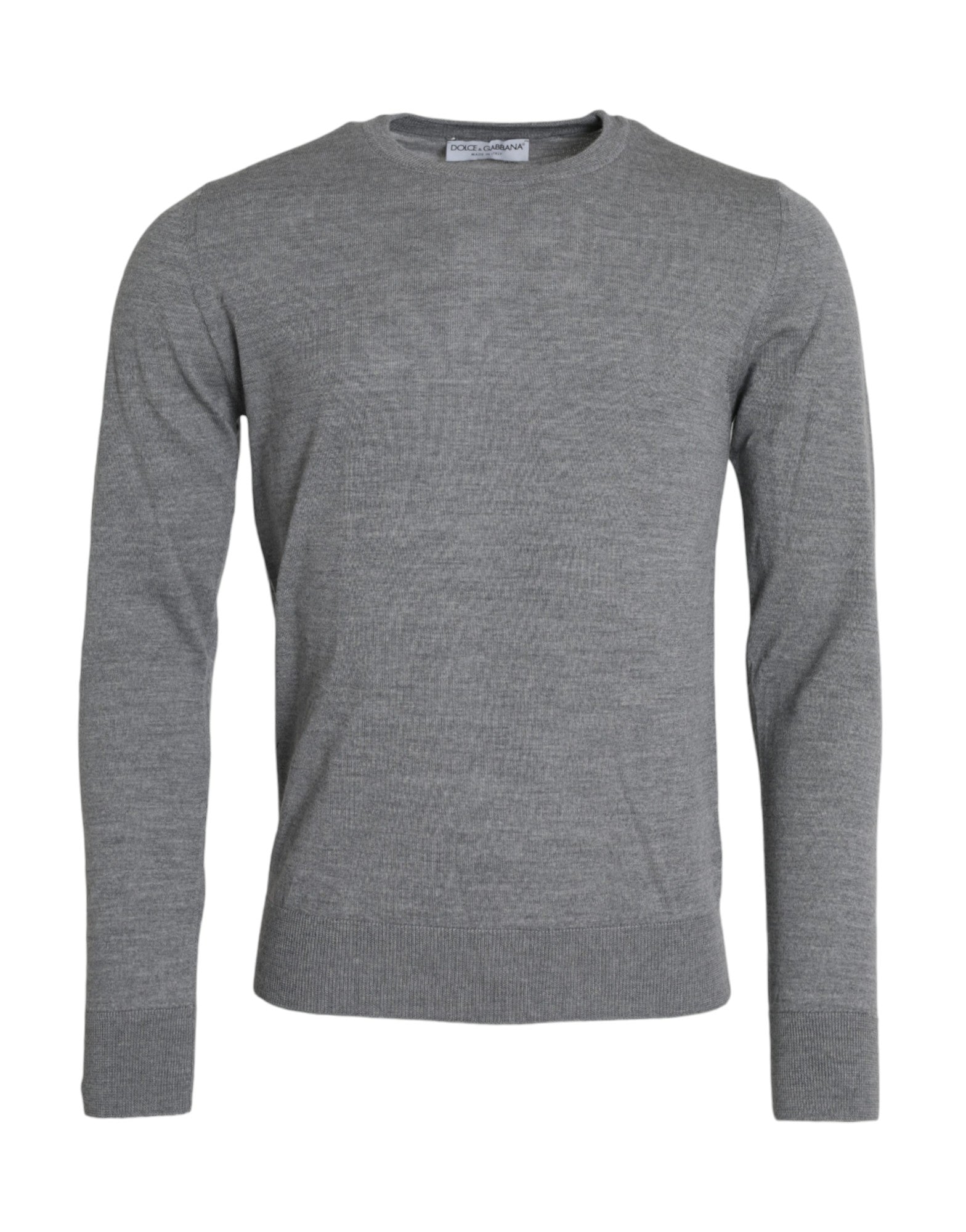 Πουλόβερ με λαιμόκοψη Dolce &amp; Gabbana Ash Grey Wool Crew