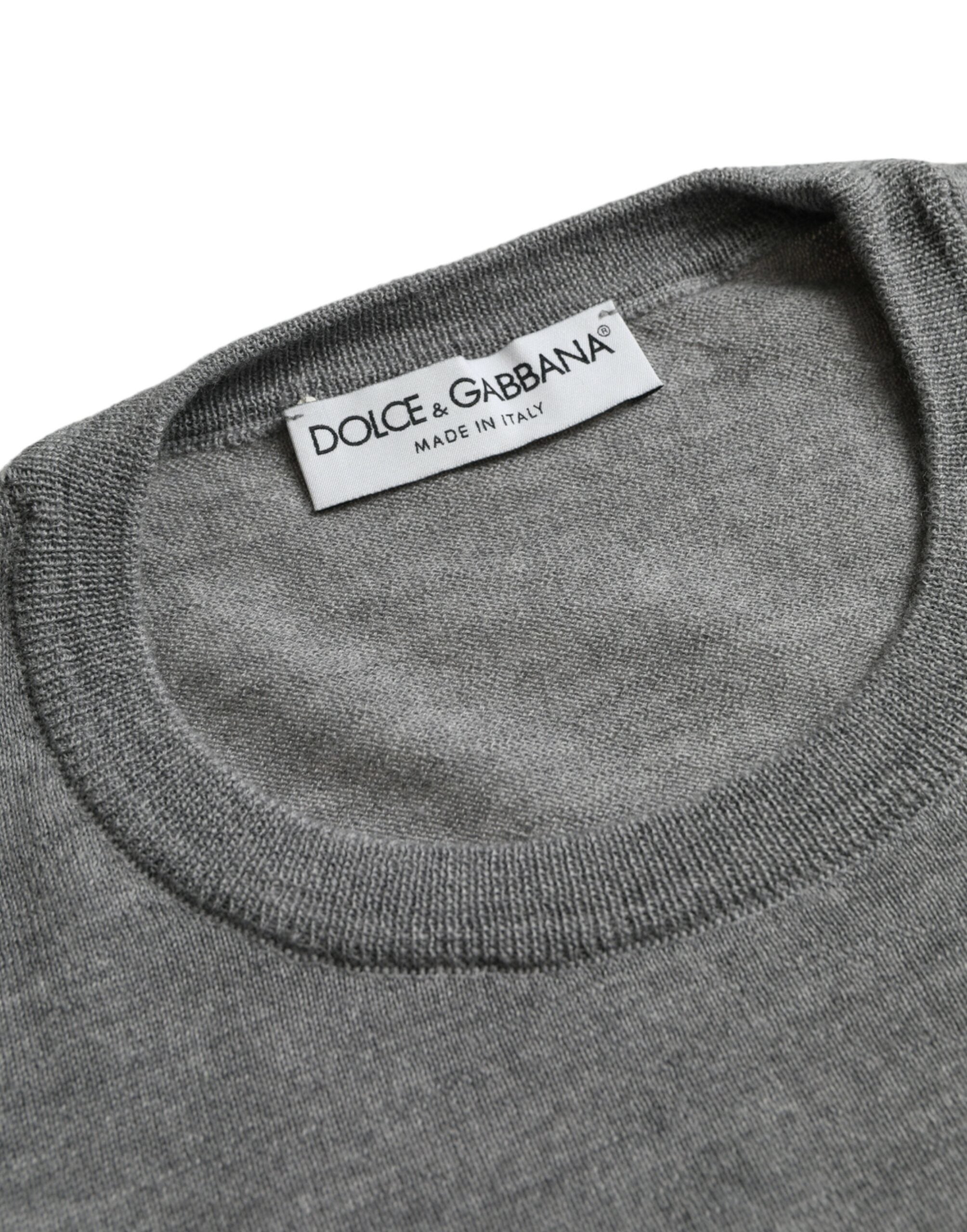 Πουλόβερ με λαιμόκοψη Dolce &amp; Gabbana Ash Grey Wool Crew