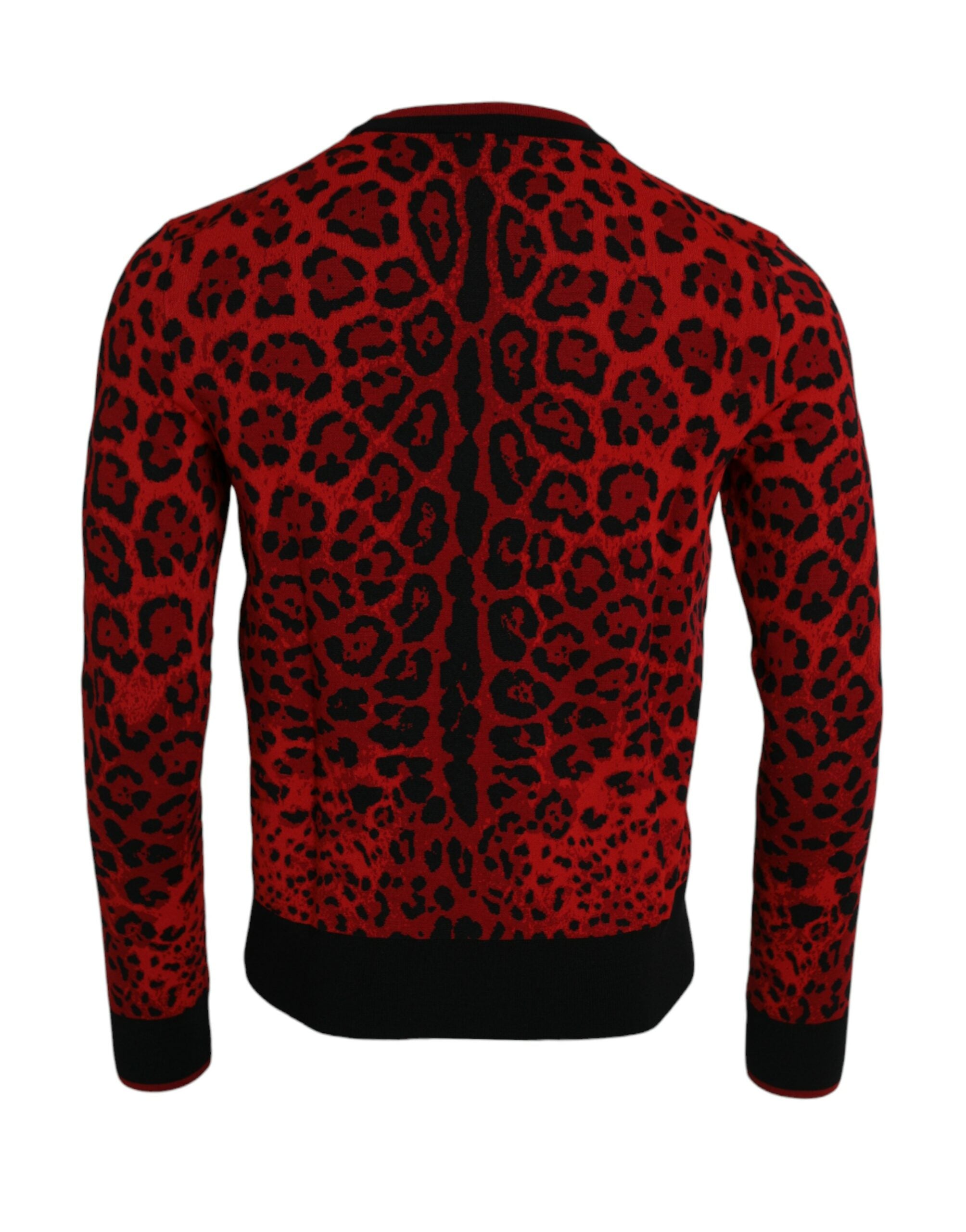 Πουλόβερ Dolce &amp; Gabbana Red Leopard Wool Crew Neck πουλόβερ