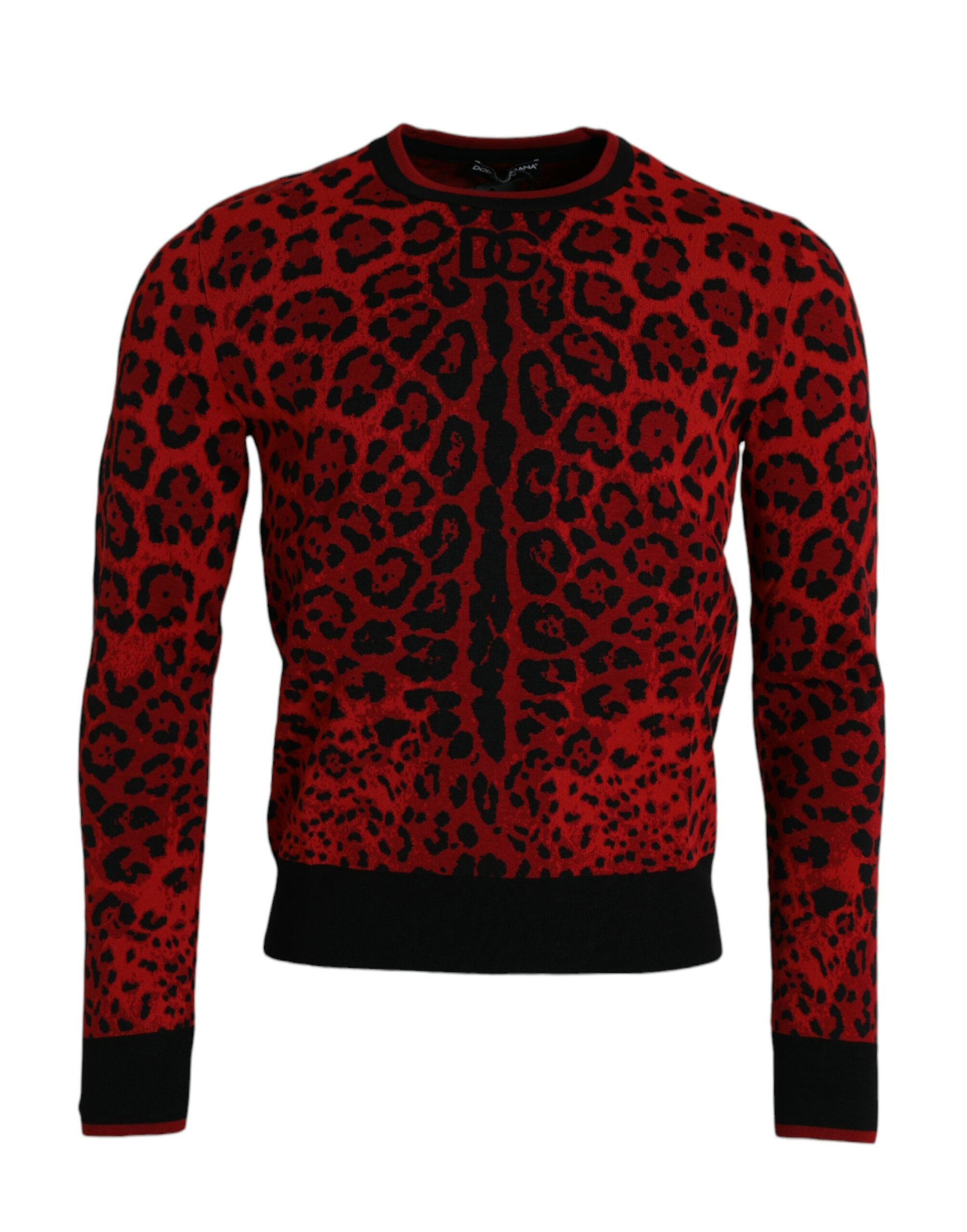 Πουλόβερ Dolce &amp; Gabbana Red Leopard Wool Crew Neck πουλόβερ