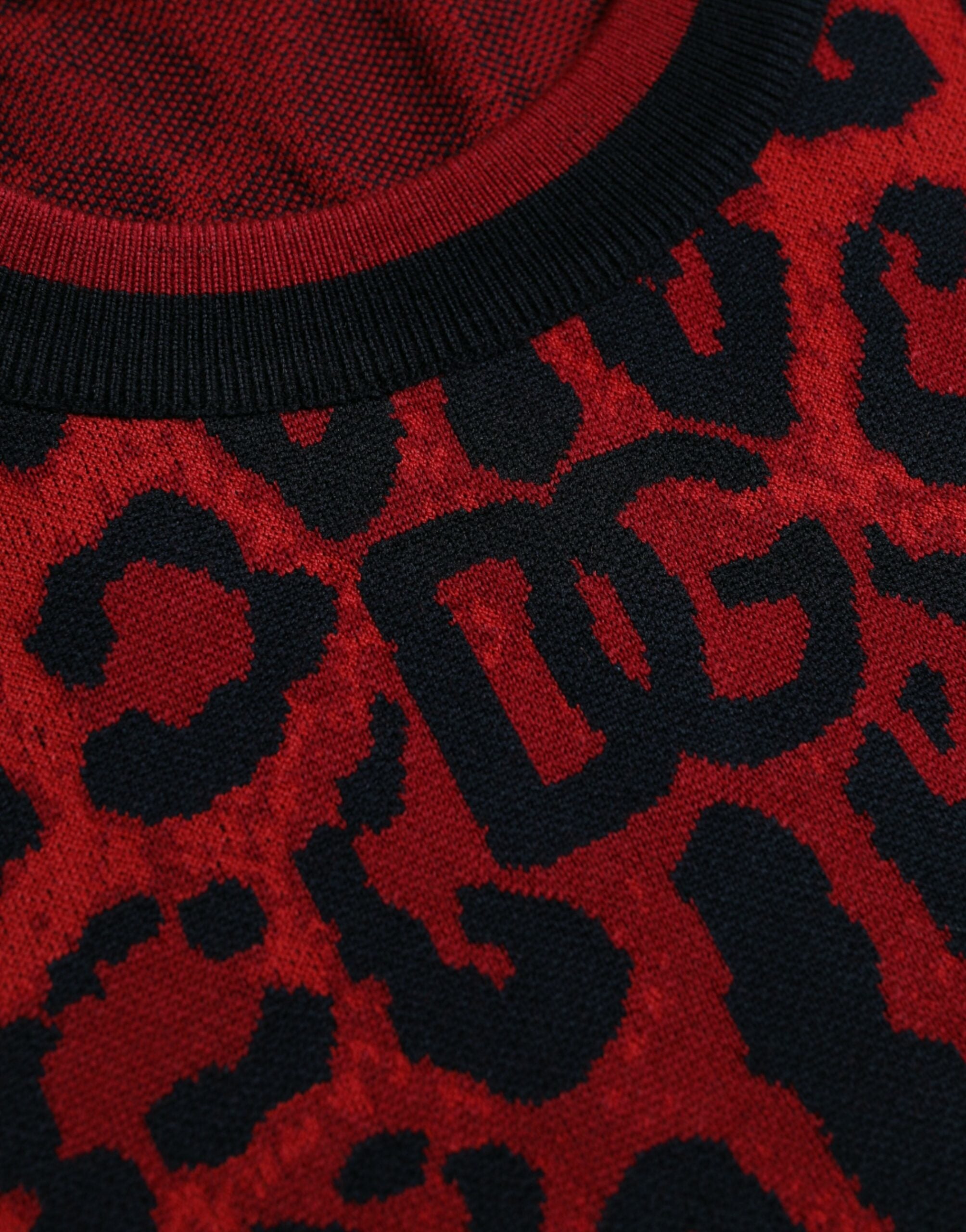 Πουλόβερ Dolce &amp; Gabbana Red Leopard Wool Crew Neck πουλόβερ