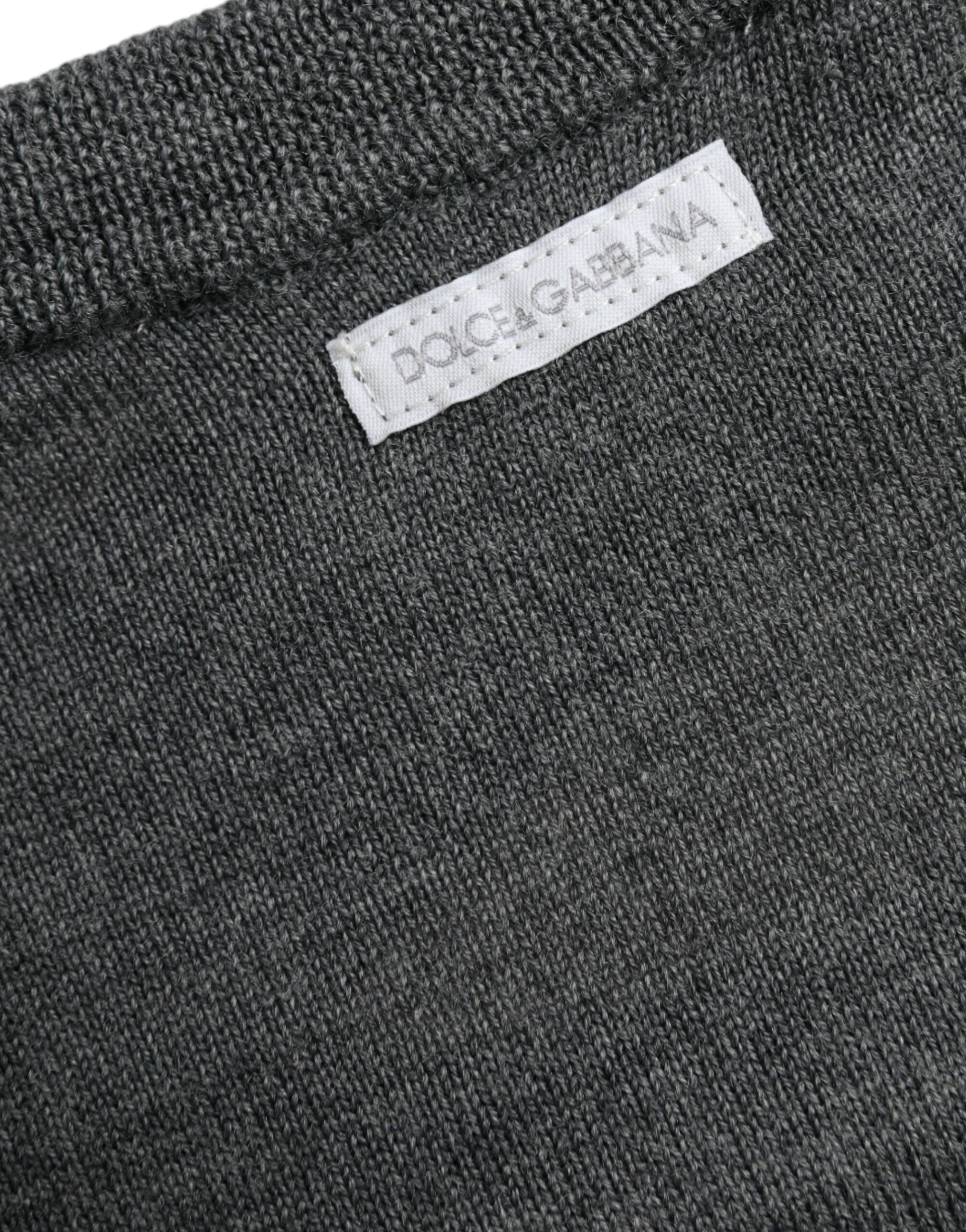 Πουλόβερ Dolce &amp; Gabbana Dark Grey Wool Crew Neck Πουλόβερ