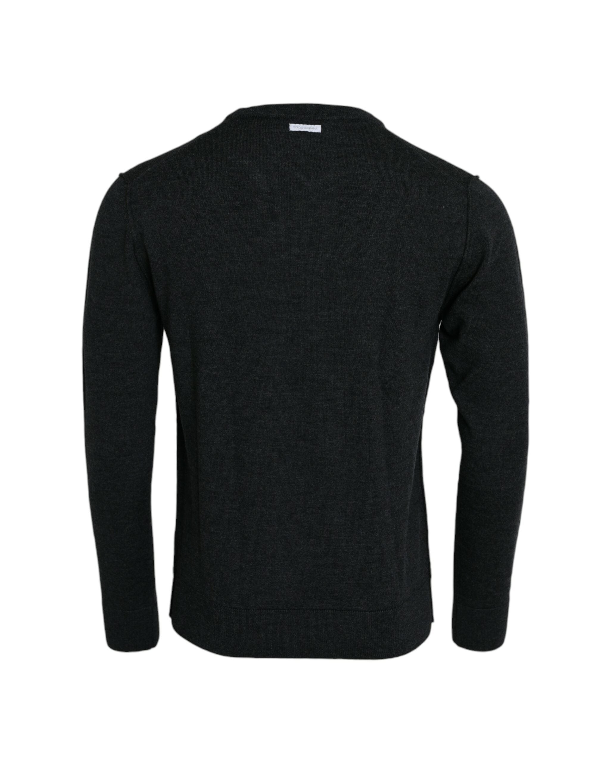 Πουλόβερ Dolce &amp; Gabbana Dark Grey Wool Crew Neck Πουλόβερ