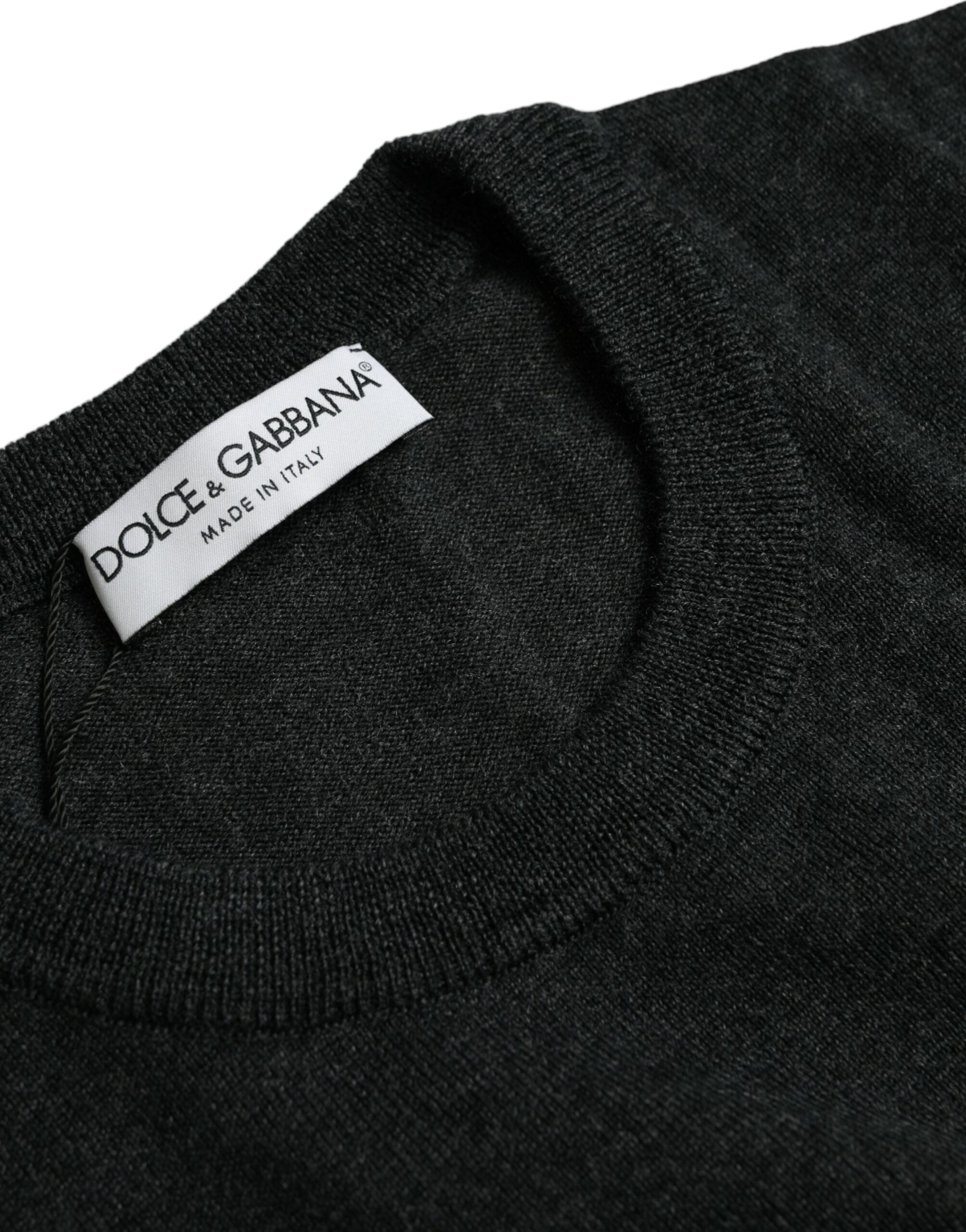 Πουλόβερ Dolce &amp; Gabbana Dark Grey Wool Crew Neck Πουλόβερ