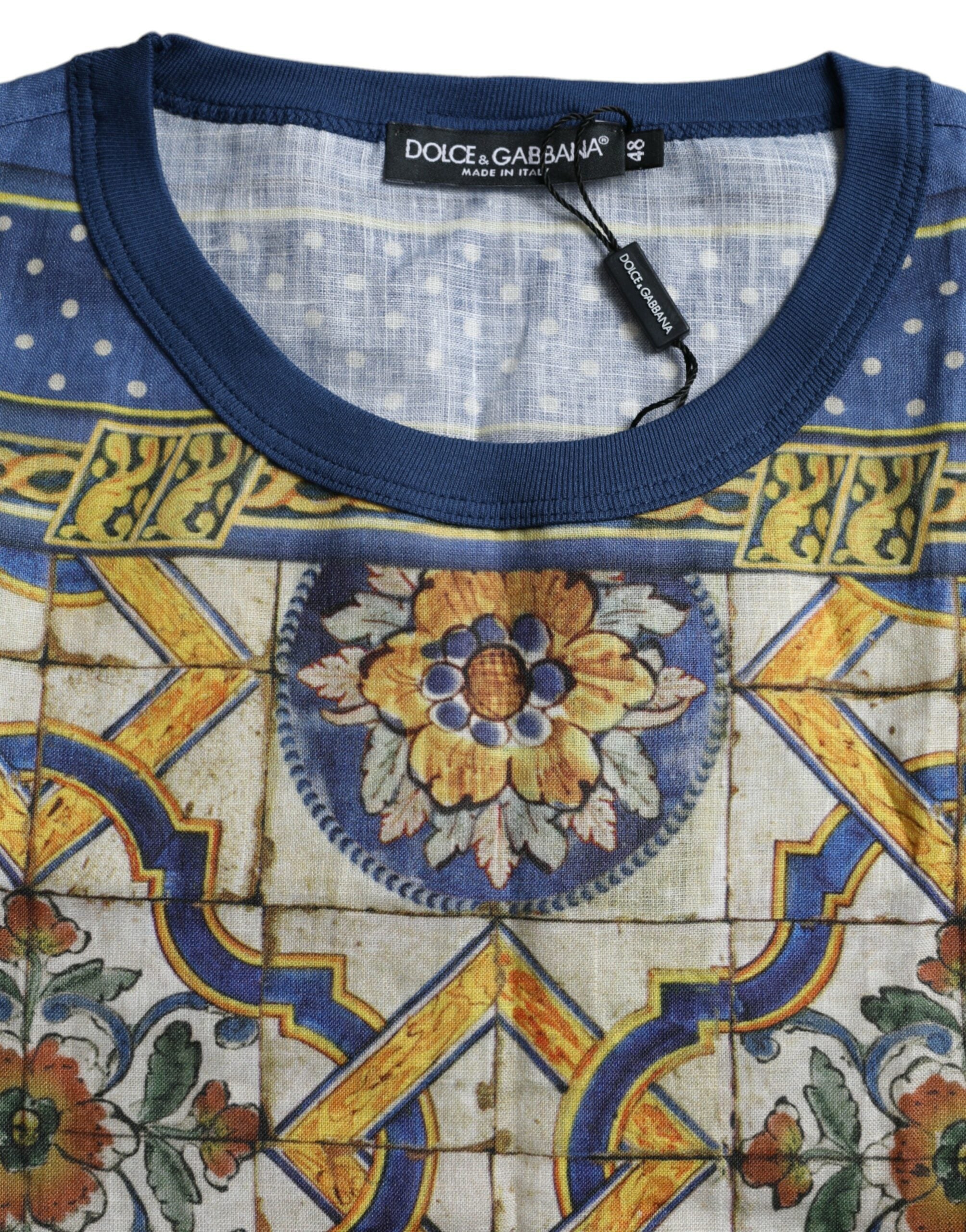 Μπλουζάκι Dolce &amp; Gabbana Πολύχρωμο Majolica Len κοντομάνικο