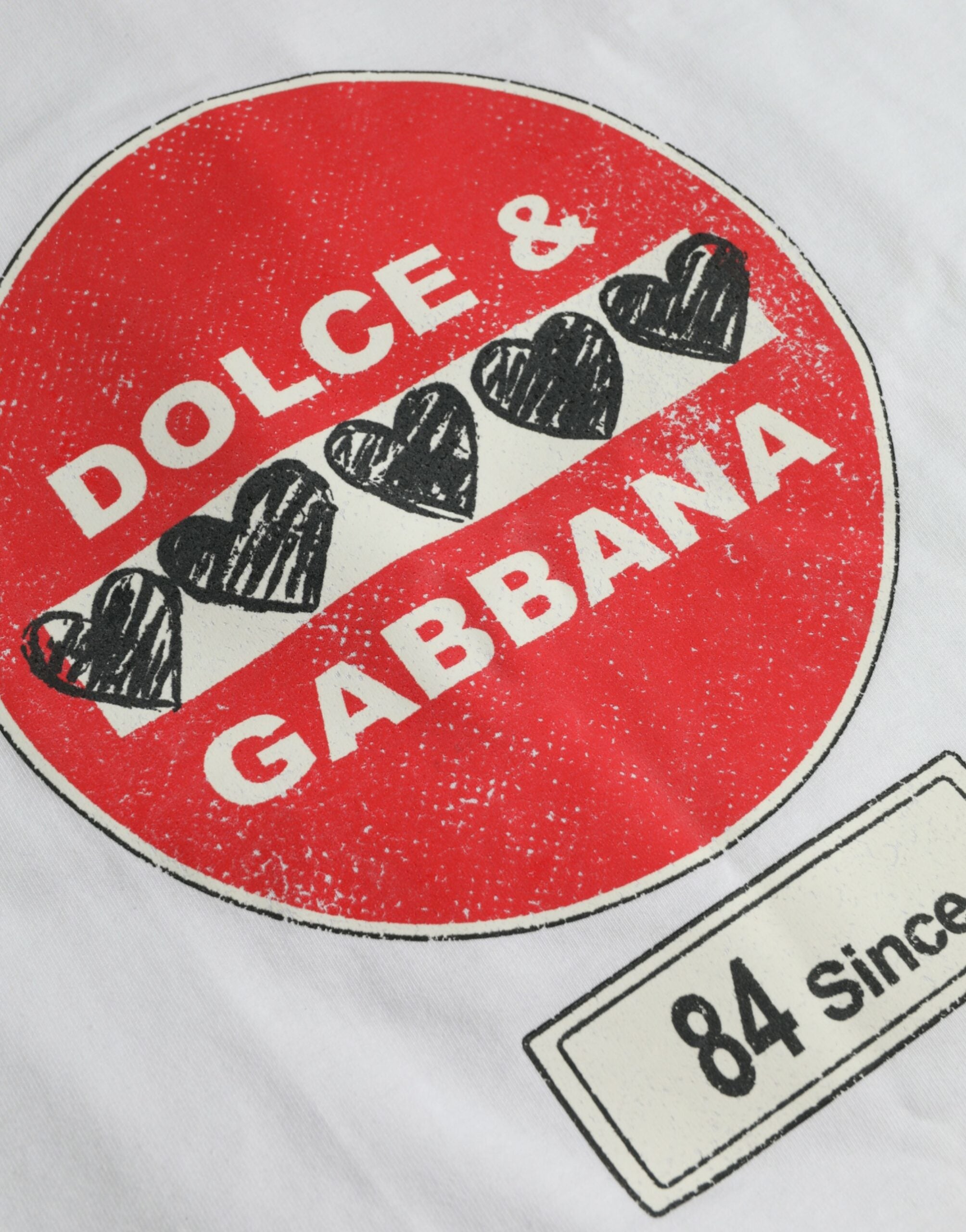 Μπλουζάκι με κοντό μανίκι Dolce &amp; Gabbana White Amor Heart Cotton Crewneck