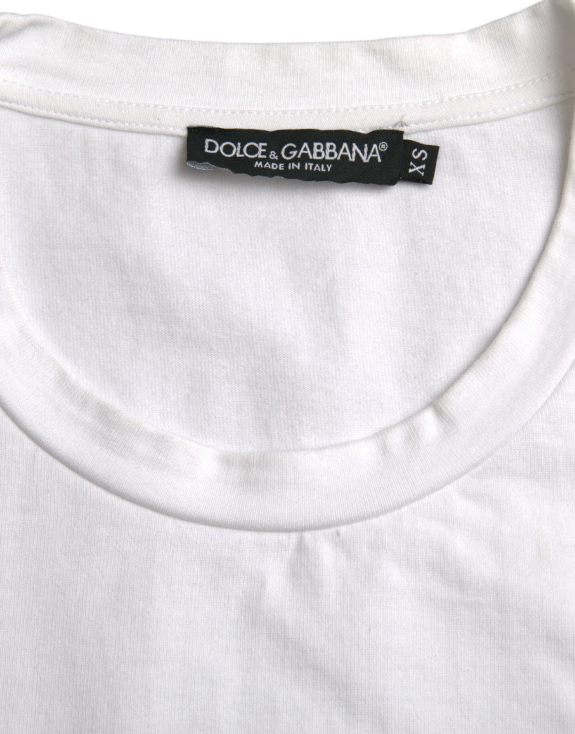 Μπλουζάκι με κοντό μανίκι Dolce &amp; Gabbana White Amor Heart Cotton Crewneck