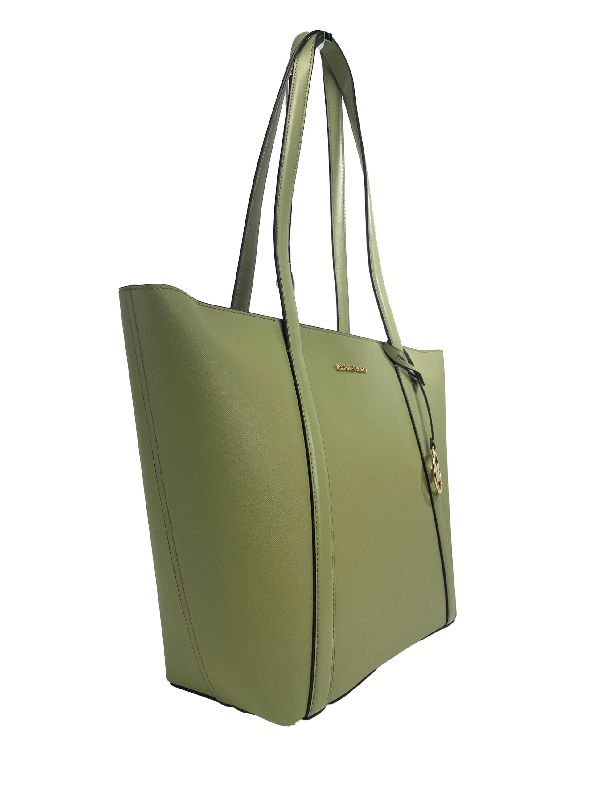 Michael Kors Large Pratt Soulder Zip Tote Bag Light Sage