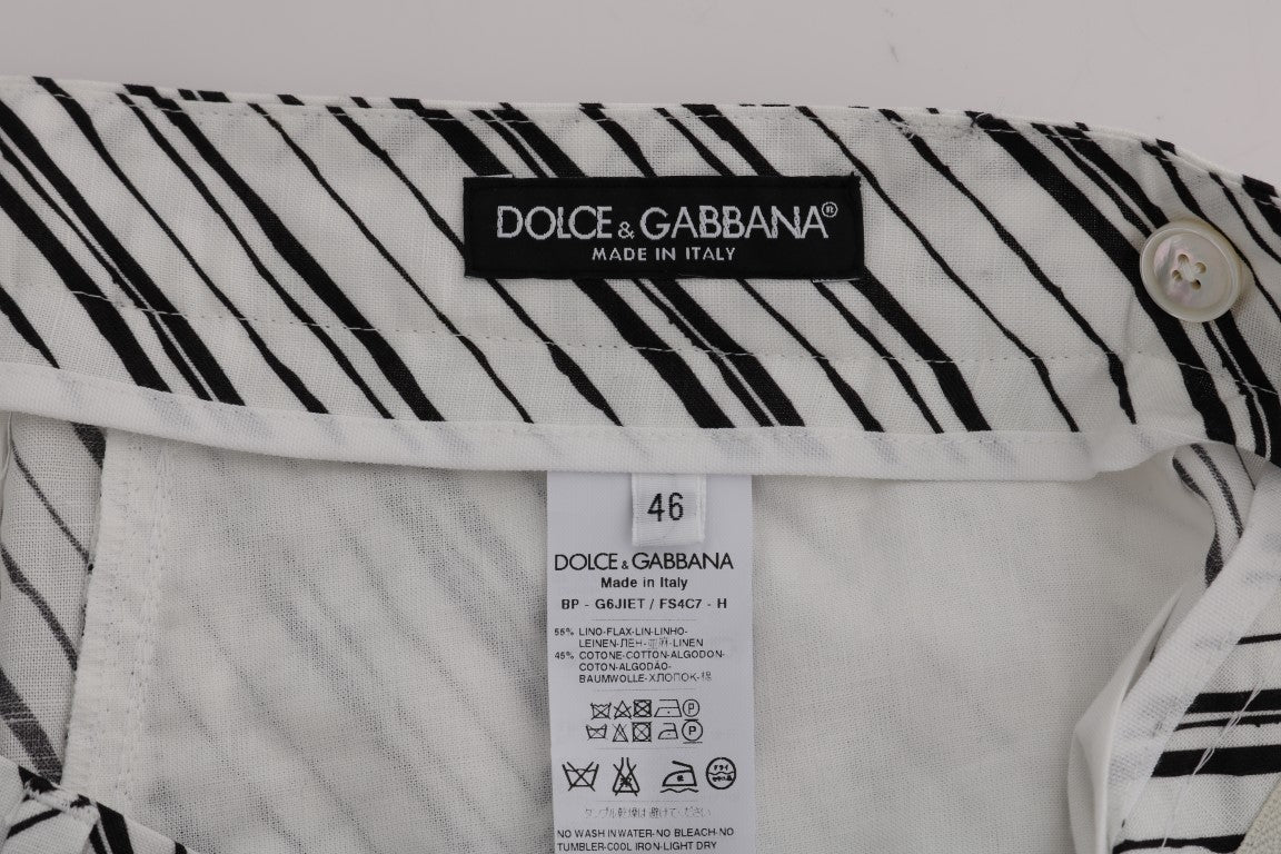 Κομψό ριγέ βαμβακερό-λινό σορτς Dolce &amp; Gabbana