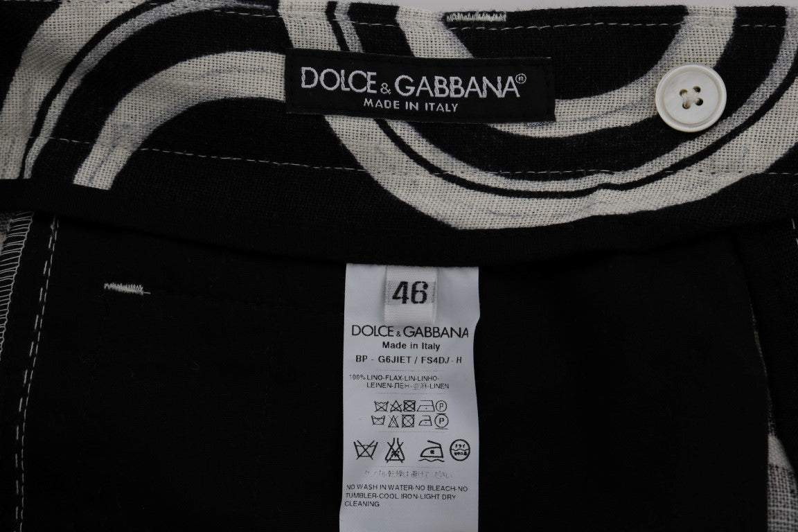 Κομψό λινό σορτς Dolce &amp; Gabbana με ασπρόμαυρο σχέδιο