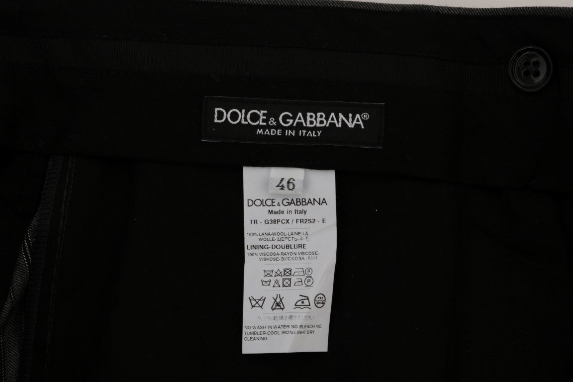 Κομψό επίσημο παντελόνι από μαλλί Dolce &amp; Gabbana σε γκρι ριγέ