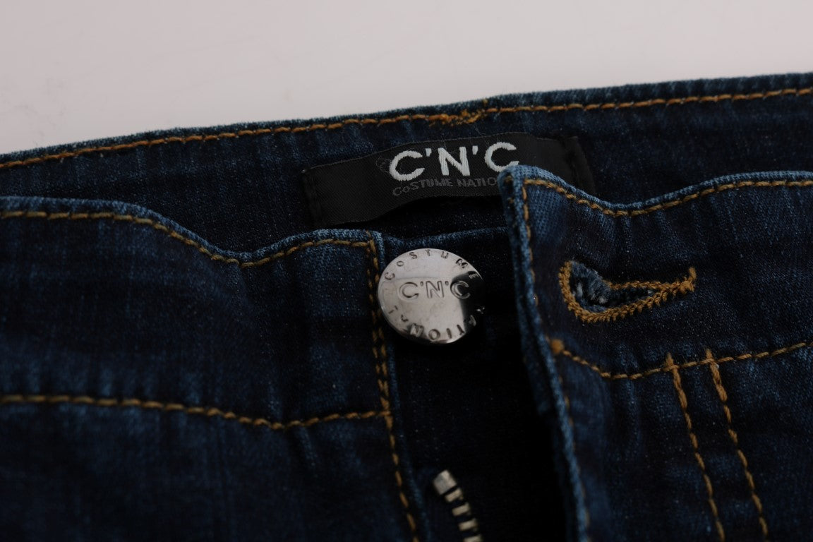 Costume National Chic Flared Cotton Jeans in Blue