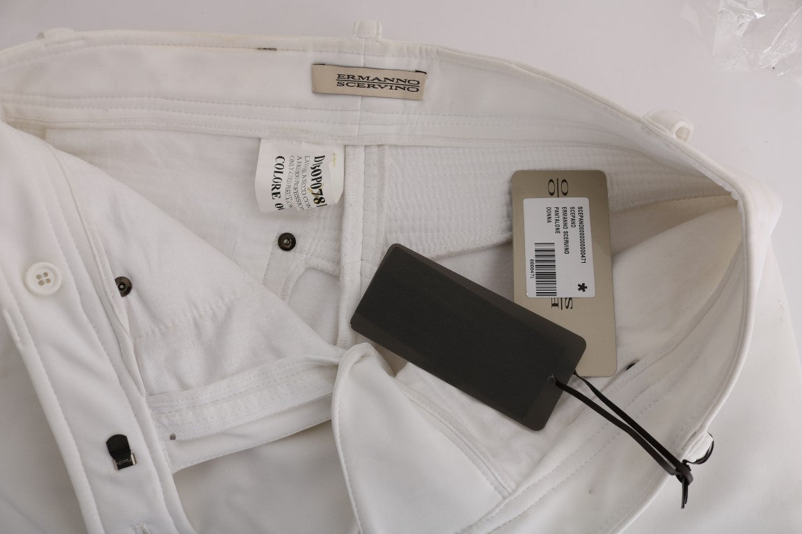 Βαμβακερό παντελόνι Ermanno Scervino Chic White Slim Fit