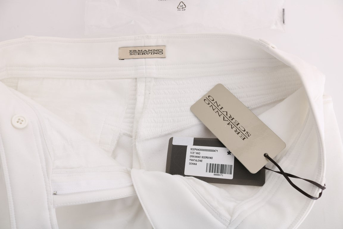 Βαμβακερό παντελόνι Ermanno Scervino Chic White Slim Fit