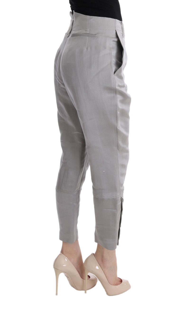 Παντελόνι Ermanno Scervino Chic Grey Cropped Silk Παντελόνι