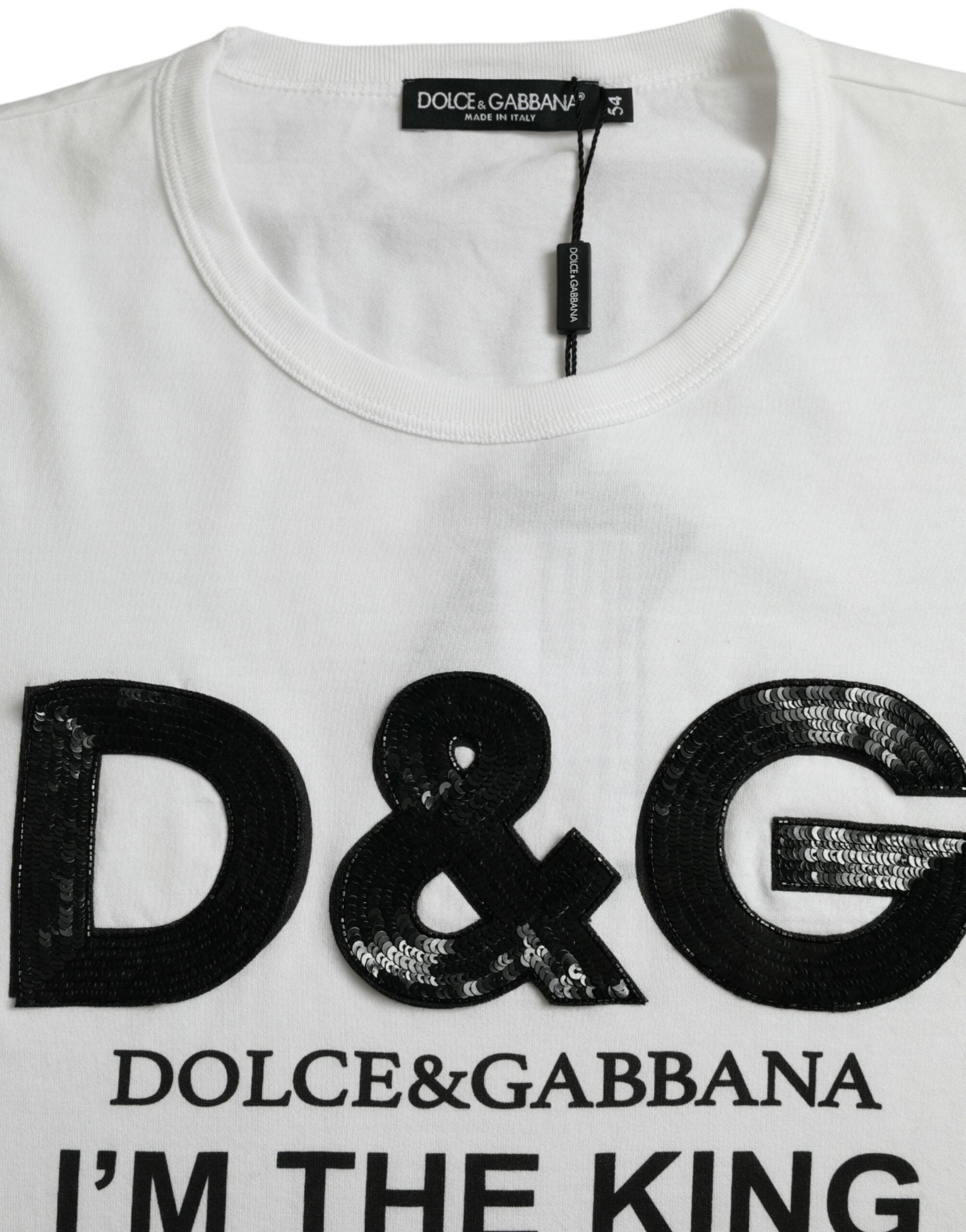 Μπλουζάκι Dolce &amp; Gabbana White D&amp;G King Print Cotton Crewnneck