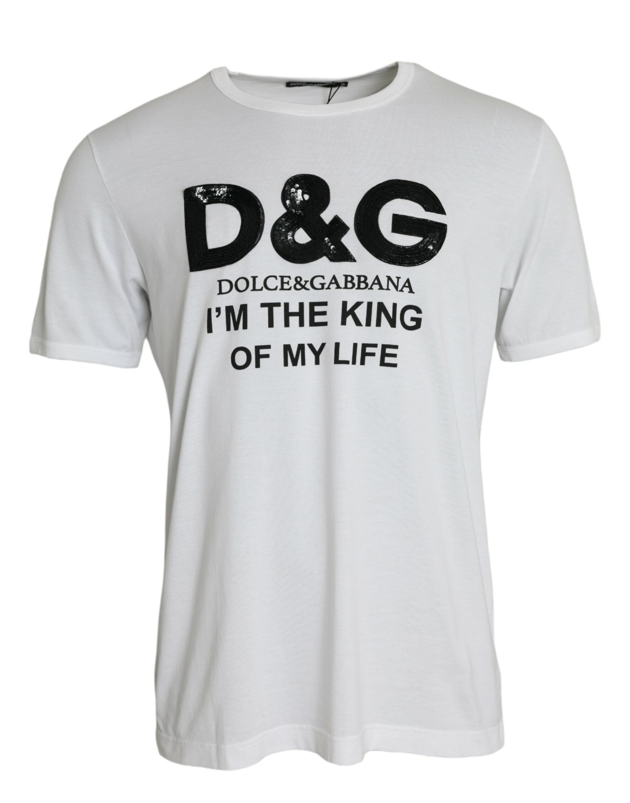 Μπλουζάκι Dolce &amp; Gabbana White D&amp;G King Print Cotton Crewnneck