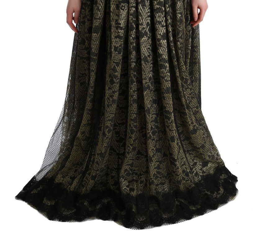 Dolce &amp; Gabbana Sunflower Lace Crystal Maxi Shift Φόρεμα