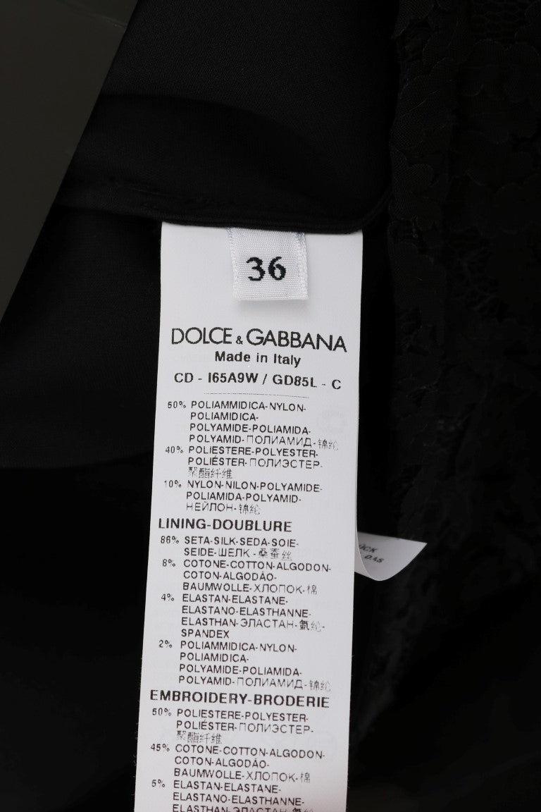 Κομψό φόρεμα Dolce &amp; Gabbana με μαύρη δαντέλα Heart Applique Shift