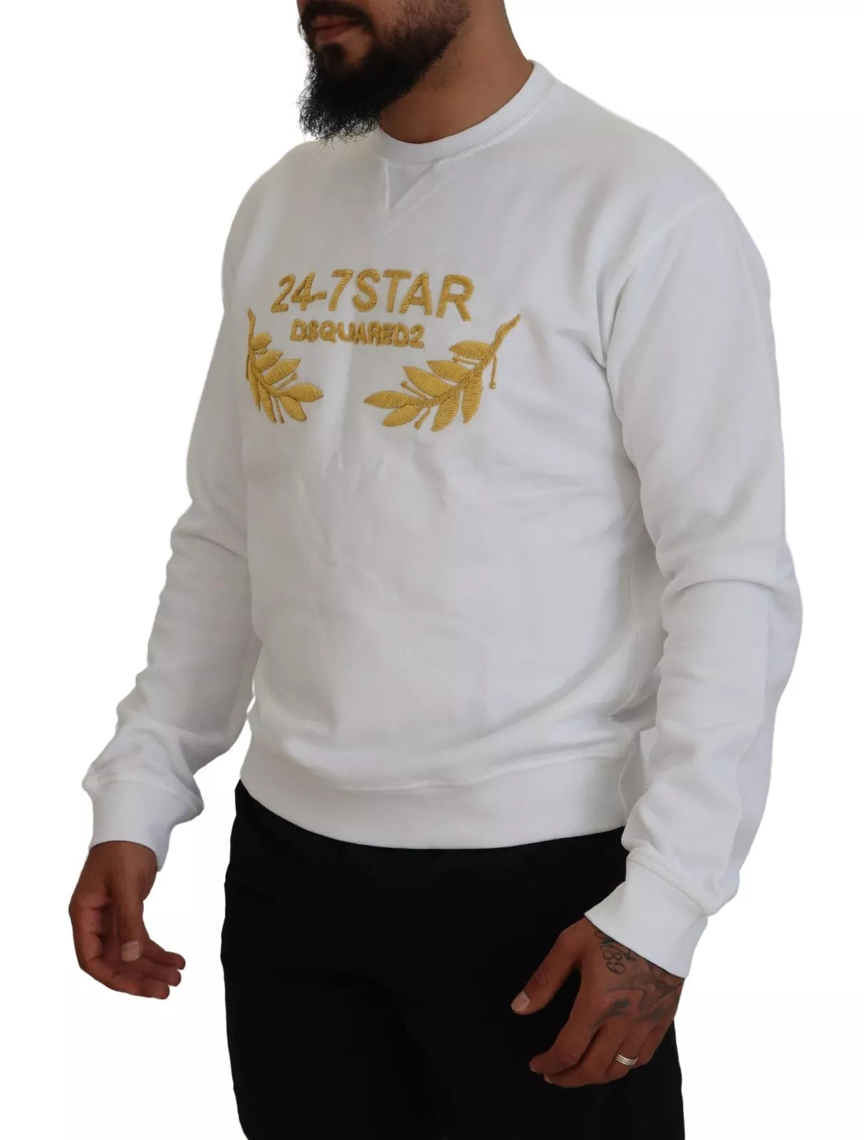 Dsquared² White Embroidered Crewneck Sweatshirt Sweater