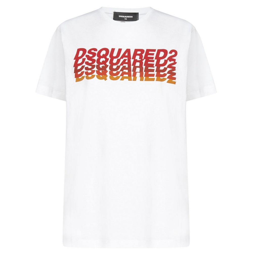 Dsquared² Ανυψωμένο casual βαμβακερό μπλουζάκι με υπογραφή