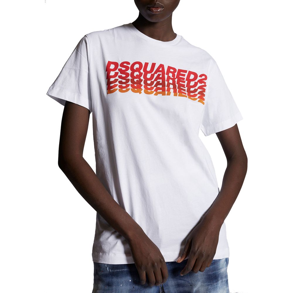 Dsquared² Ανυψωμένο casual βαμβακερό μπλουζάκι με υπογραφή