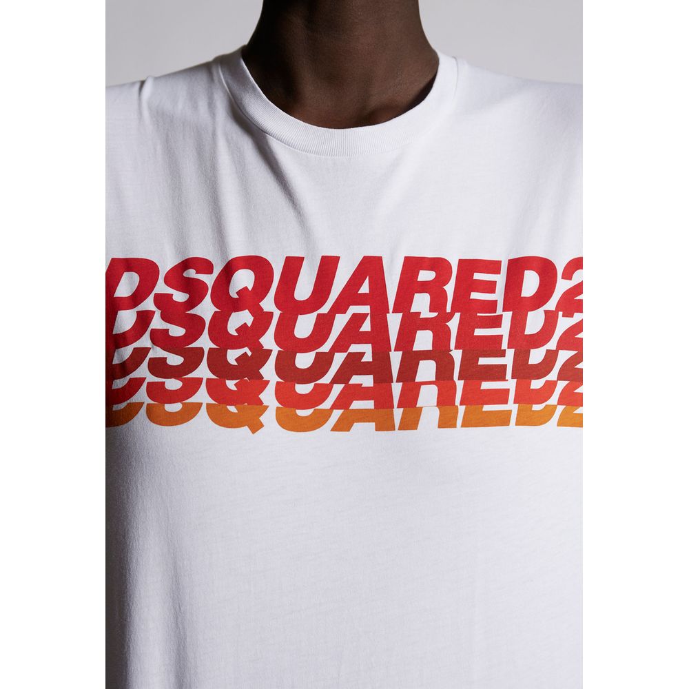 Dsquared² Ανυψωμένο casual βαμβακερό μπλουζάκι με υπογραφή