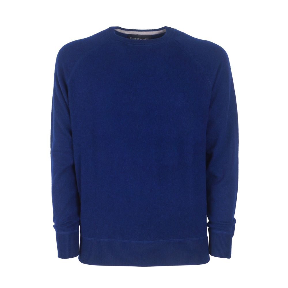 Πουλόβερ Emilio Romanelli Navy Blue Cashmere Crew Neck - Slim Fit