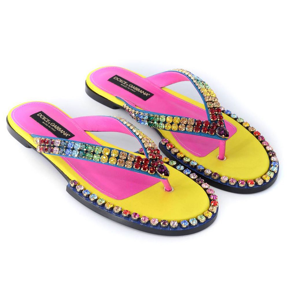 Σαγιονάρες Dolce &amp; Gabbana Crystal Embelled Silk Blend Flip-flops