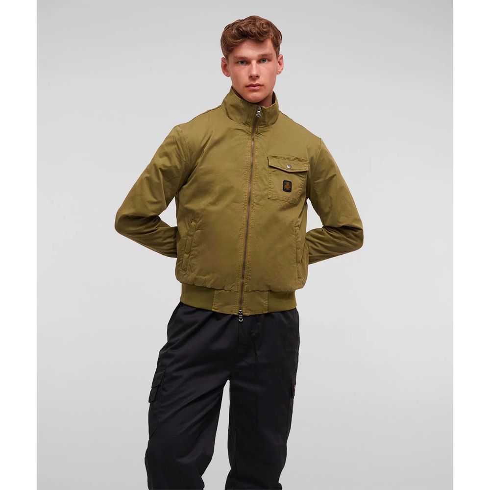 Refrigiwear Elegant Green Cotton Bomber Jacket για άνδρες