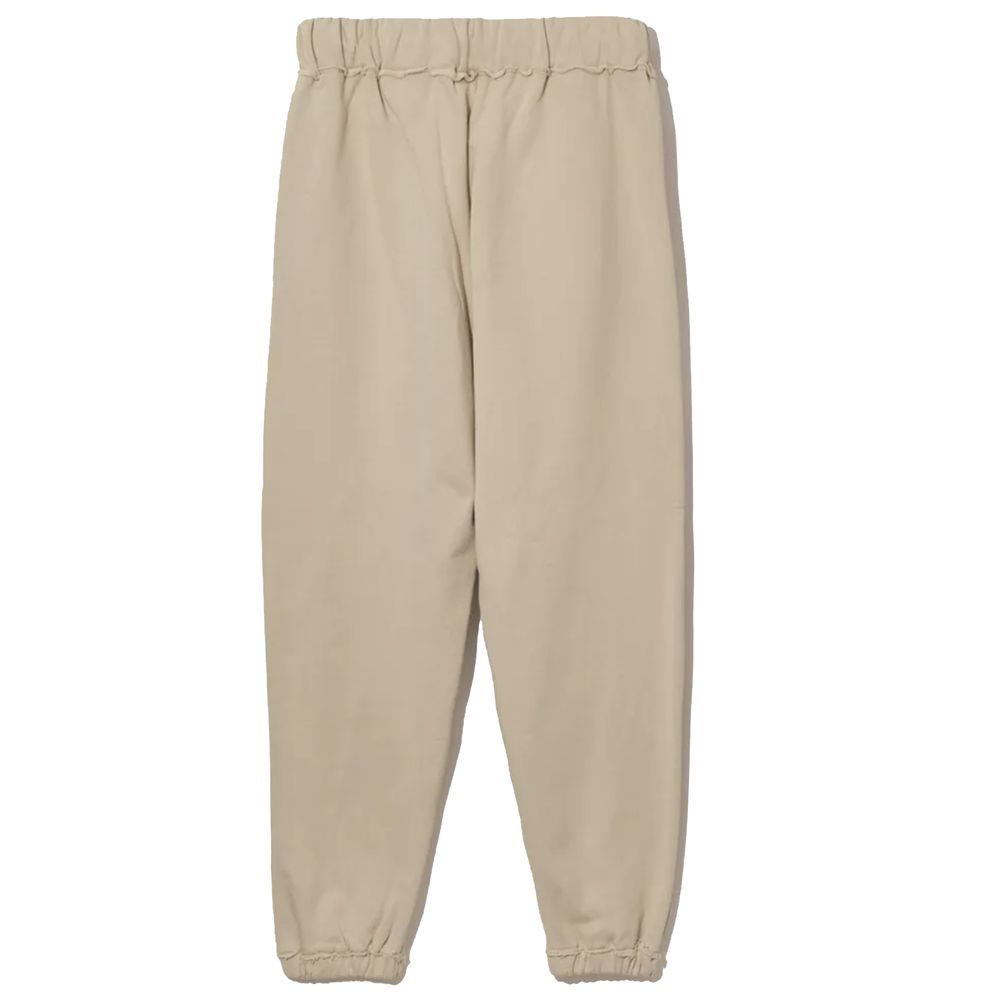 Comme Des Fuckdown Chic Beige Cotton Sweatpants with Frayed Details