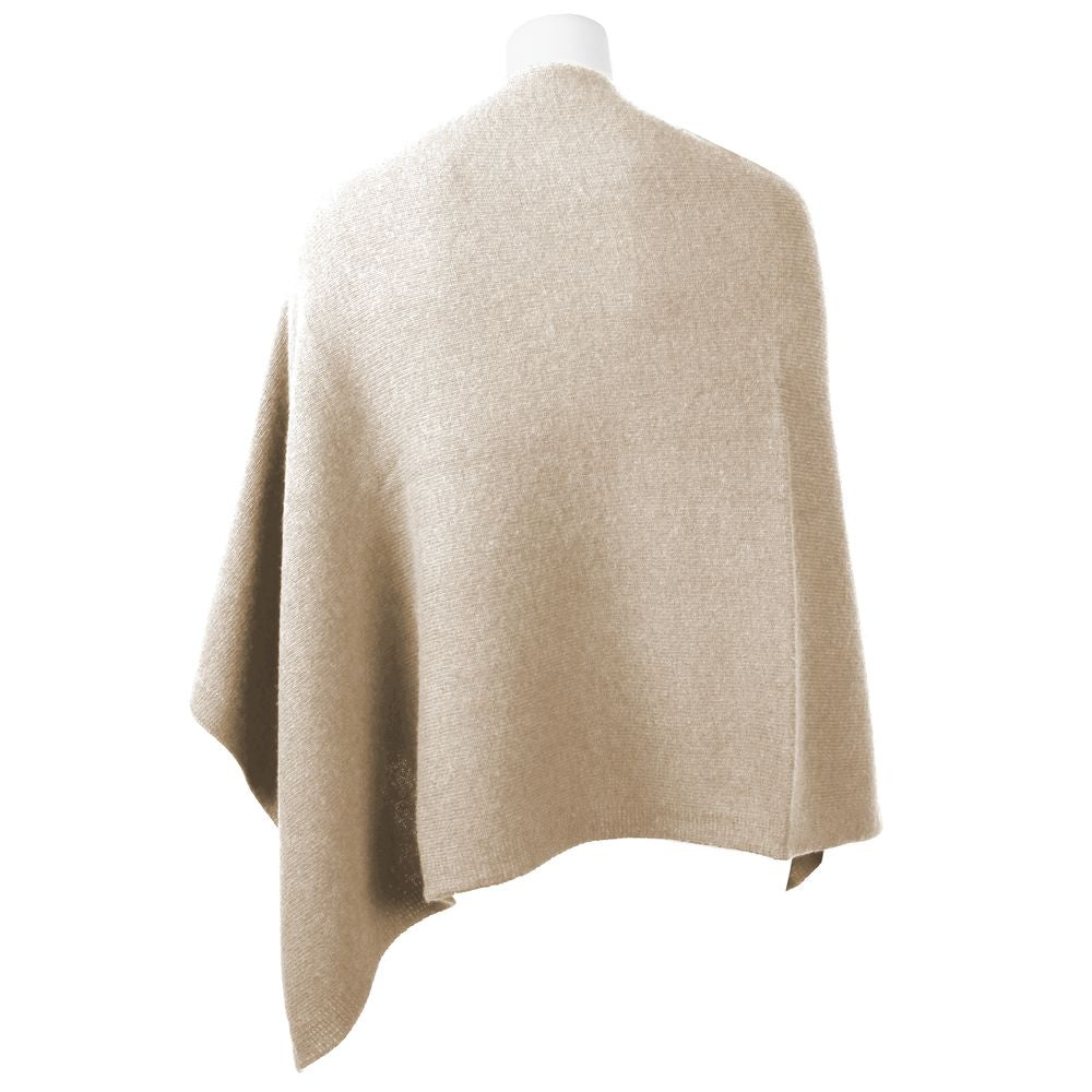 Emilio Romanelli Chic V-Neck Cashmere Poncho σε μπεζ χρώμα