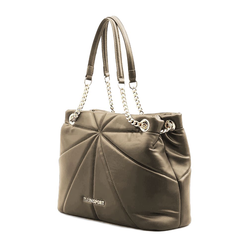 Plein Sport Elegant Faux Leather Gold-Chain Tote