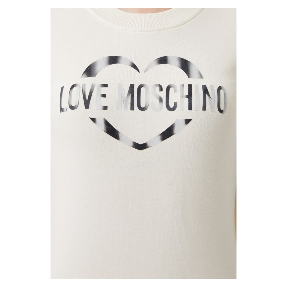 <tc>Love Moschino</tc> Κομψό λευκό βαμβακερό φόρεμα με έμφαση στο λογότυπο