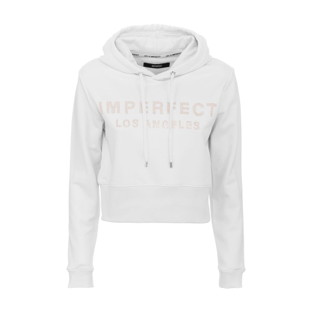 <tc>Imperfect</tc> Εκθαμβωτικό λογότυπο Rhinestone White Hoodie