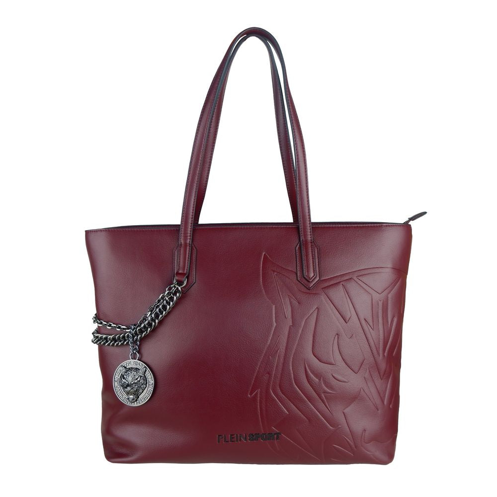 <tc>Plein Sport</tc> Eco-Leather Chic Burgundy Shopper με λεπτομέρεια αλυσίδας