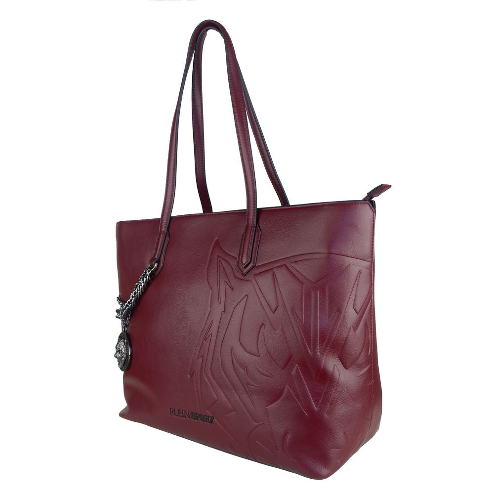 <tc>Plein Sport</tc> Eco-Leather Chic Burgundy Shopper με λεπτομέρεια αλυσίδας