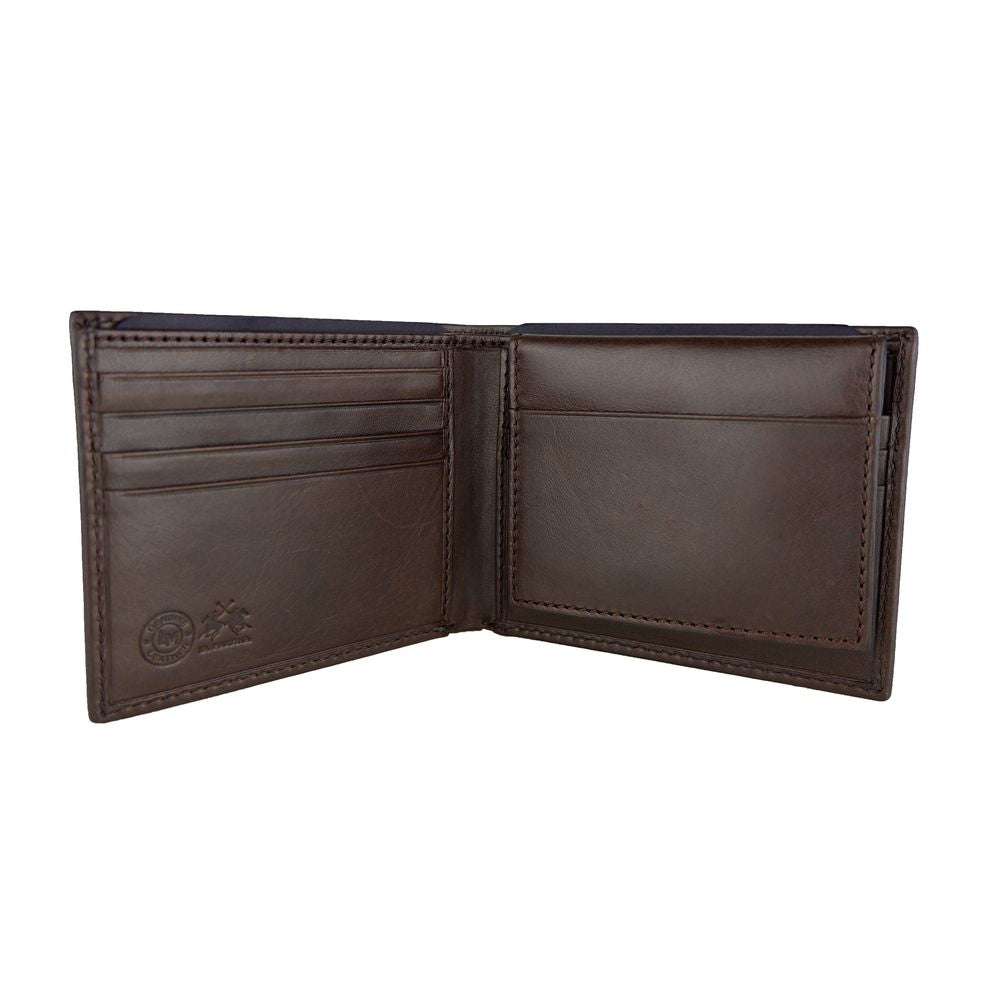 La Martina Elegant Dark Brown Leather Wallet