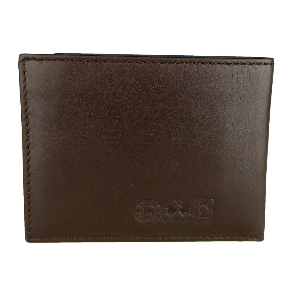 La Martina Elegant Dark Brown Leather Wallet