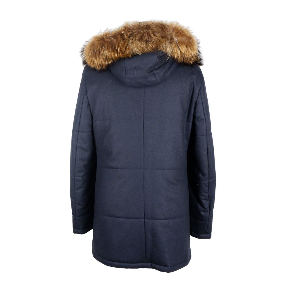 Made in Italy Elegant Blue Wool-Cashmere Padded Jacket