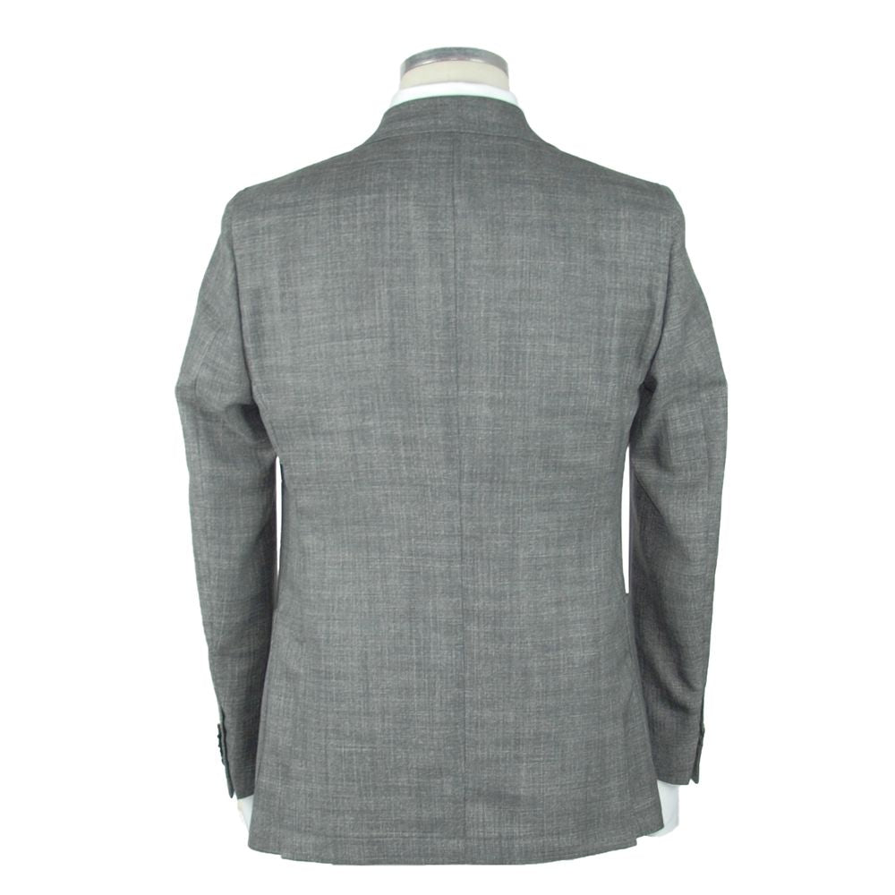 Emilio Romanelli Elegant Grey Slim Μαλλί-Λινό Blazer