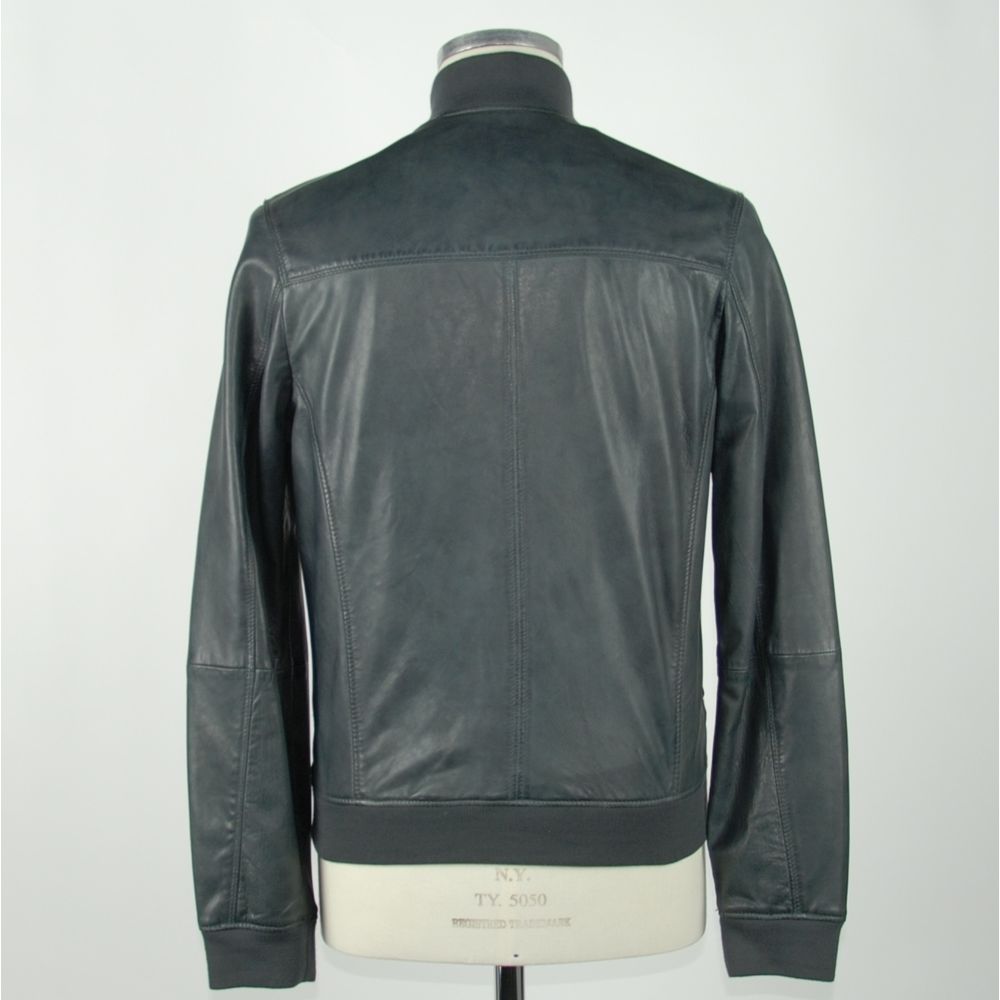 Emilio Romanelli Elegant Blue Leather Jacket for Men