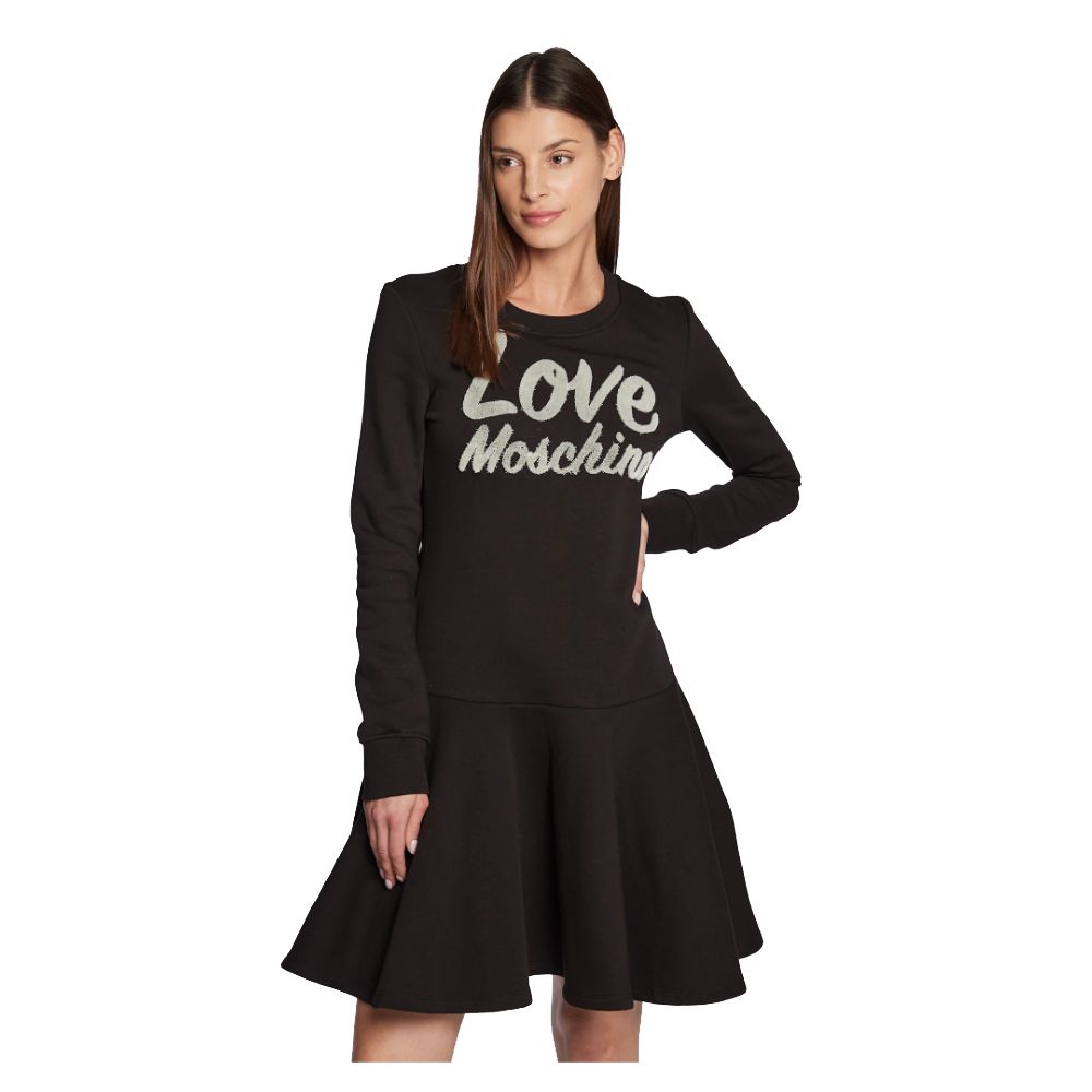 Love Moschino Chic ανάγλυφο λογότυπο βαμβακερό φόρεμα