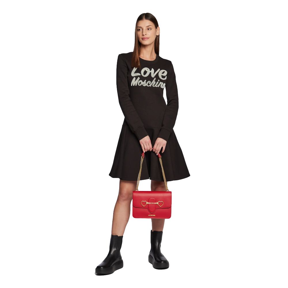 Love Moschino Chic ανάγλυφο λογότυπο βαμβακερό φόρεμα